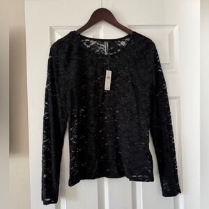 Anthropologie black long sleeve floral mesh shirt. NWT. Never been worn